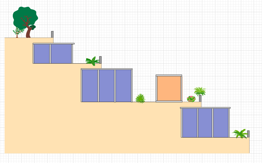 размещение домов на террасированном склоне